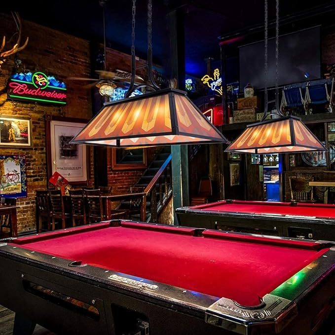 Tiffany Style Pool Table Lamp Hanging, Billiards Light for Game Room 7' 8' 9' Pool Table, 3-Light Vintage Chandelier Lighting Fixture
