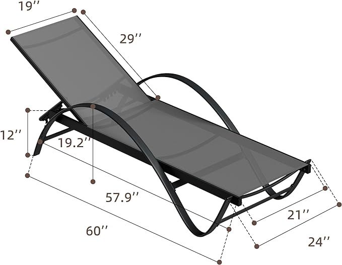 Patio Chaise Lounge Set of 2, Pool Chaise Lounge with Arm