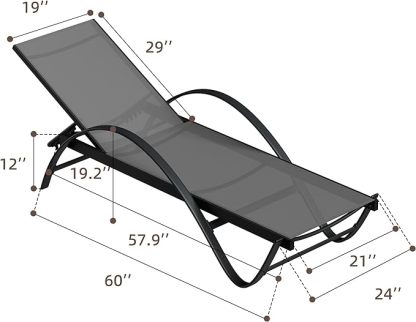 Patio Chaise Lounge Set of 2, Pool Chaise Lounge with Arm