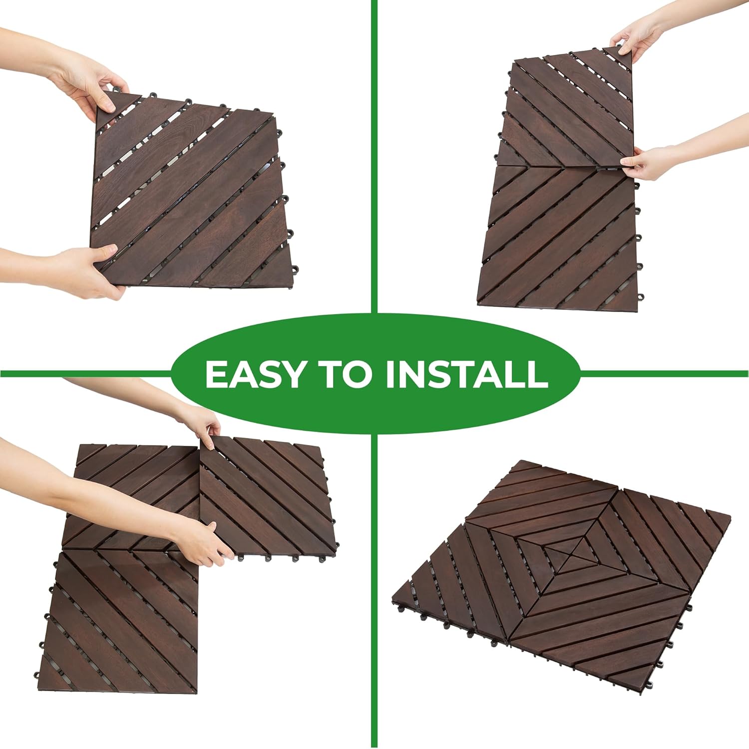 Deck Tiles 12"x12"x0.94'' Dark Brown