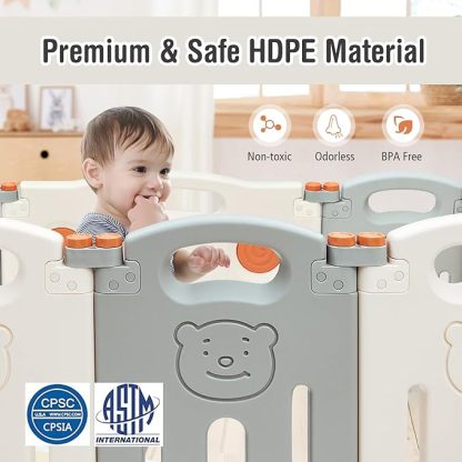 14 Panel Baby Fence Play Area w/Game Board & Lockable Door