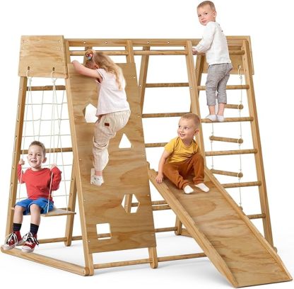 Indoor Jungle Gym for Kids 2-6yrs, Upgraded 8-in-1 Climbing Toy