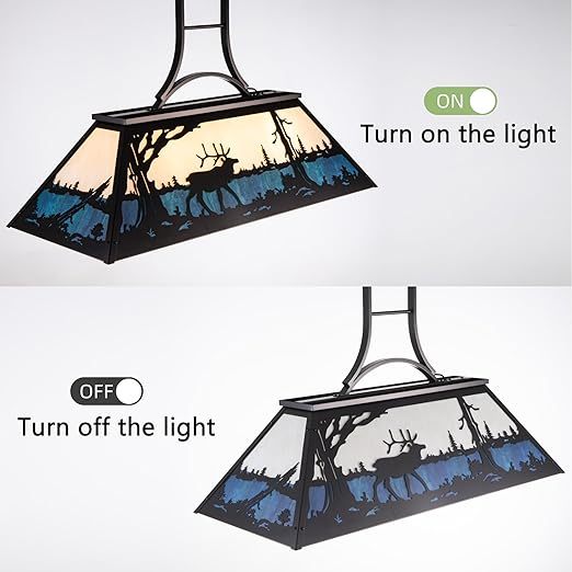 Tiffany Pool Table Light 3 Lights, Rustic Bear Chandelier for Kitchen Island, Cabin, Billiards Table Lamp