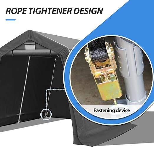 8x8Ft Ourdoor Storage Shed Shelter,Portable Shed Garage with Roll-up Zipper Door &Vent Window, Heavy Duty Storage Tent Carport for Bike,Motorcycle