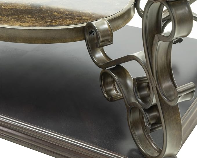 2-Tier Brown Vintage Wooden Coffee Table Retro Glass Table Top