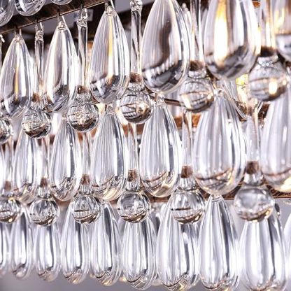 Dining Room Crystal Chandelier,30 inch Antique Bronze Rectangle Crystal Ceiling Light,4 Lights Farmhouse Kitchen Island Lighting