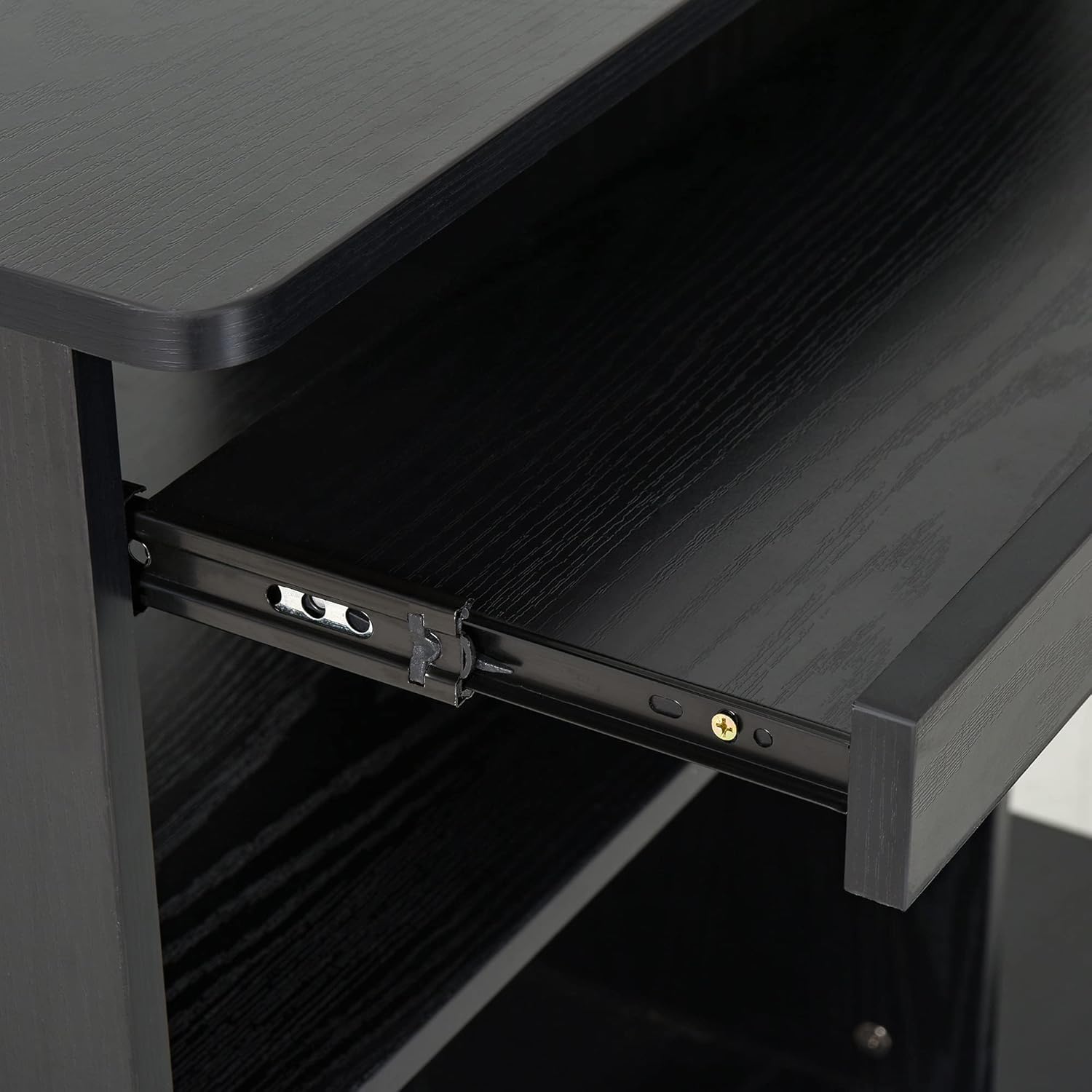 Mobile Small Office Workstation with Slide-Out Keyboard Tray, Adjustable Shelf, & CPU Stand