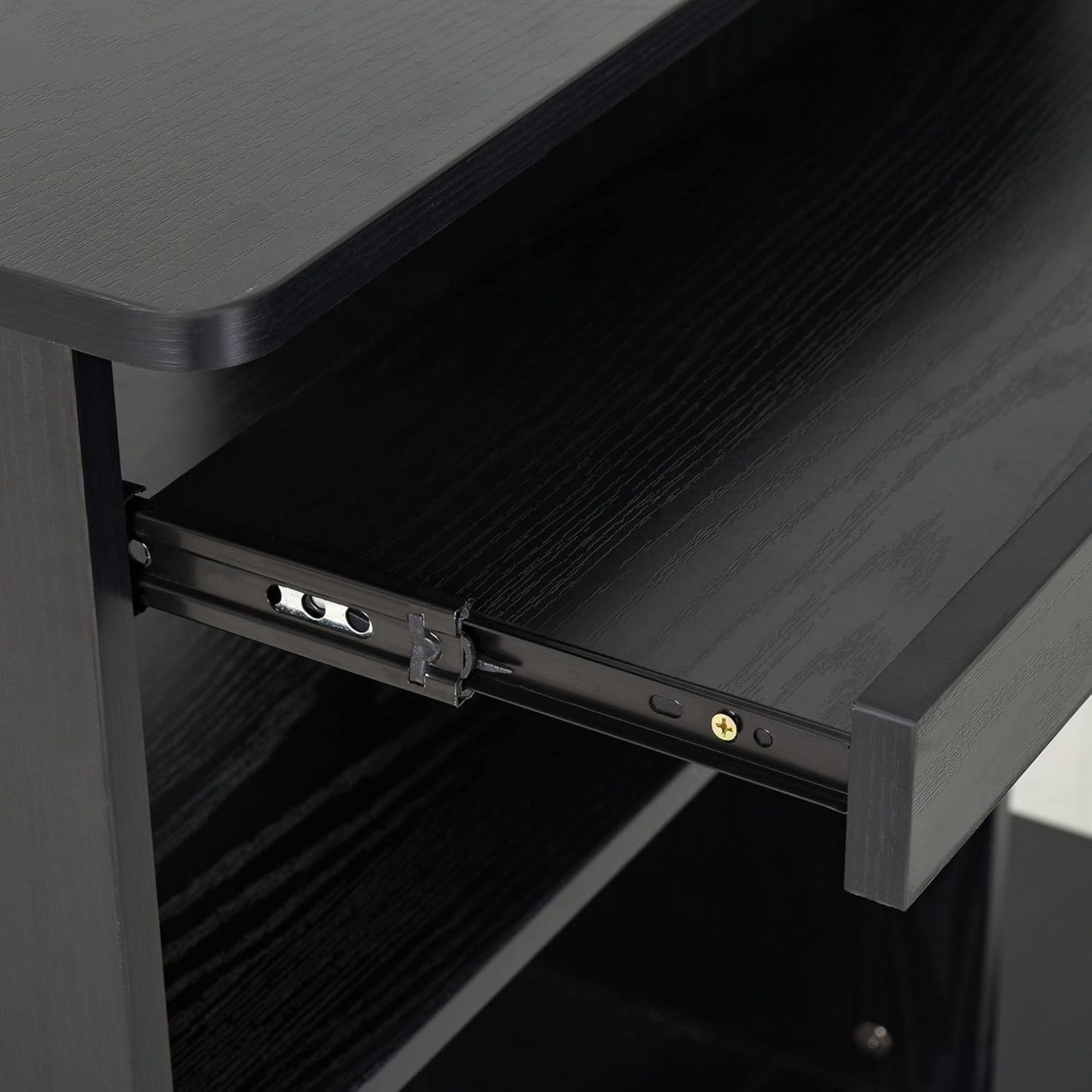 Mobile Small Office Workstation with Slide-Out Keyboard Tray, Adjustable Shelf, & CPU Stand