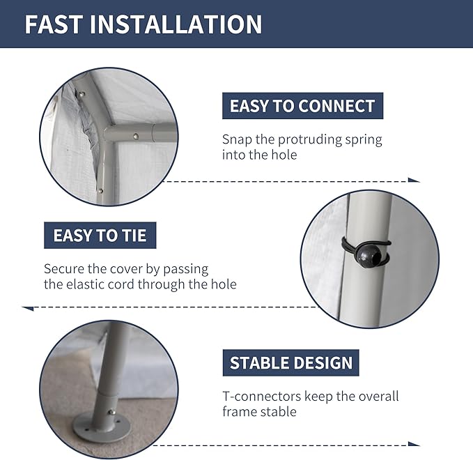 6x8ft Portable Shelter Shed, 7ft High Outdoor Storage with UV Resistant and Waterproof Tarp