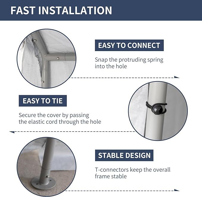 6x8ft Portable Shelter Shed, 7ft High Outdoor Storage with UV Resistant and Waterproof Tarp