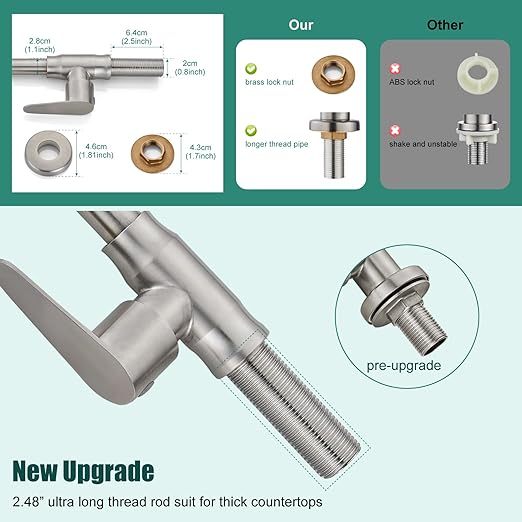 Brushed Nickel Kitchen Faucet Cold Water Only SUS304 Stainless Steel Deck Mounted Single Handle Single Hole High Arc 360 Degree Swivel Spout Bathroom Sink Tap Easy Install with Cold Water Supply Line