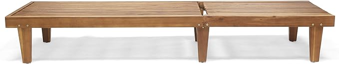 Outdoor Wooden Chaise Lounge (Set of 2), Teak Finish