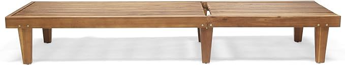 Outdoor Wooden Chaise Lounge (Set of 2), Teak Finish