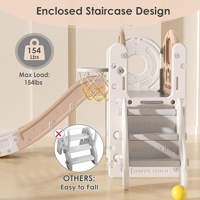 9 in 1 Toddler Slide, Kid Slide for Toddlers Age 1-3 with Ring Toss