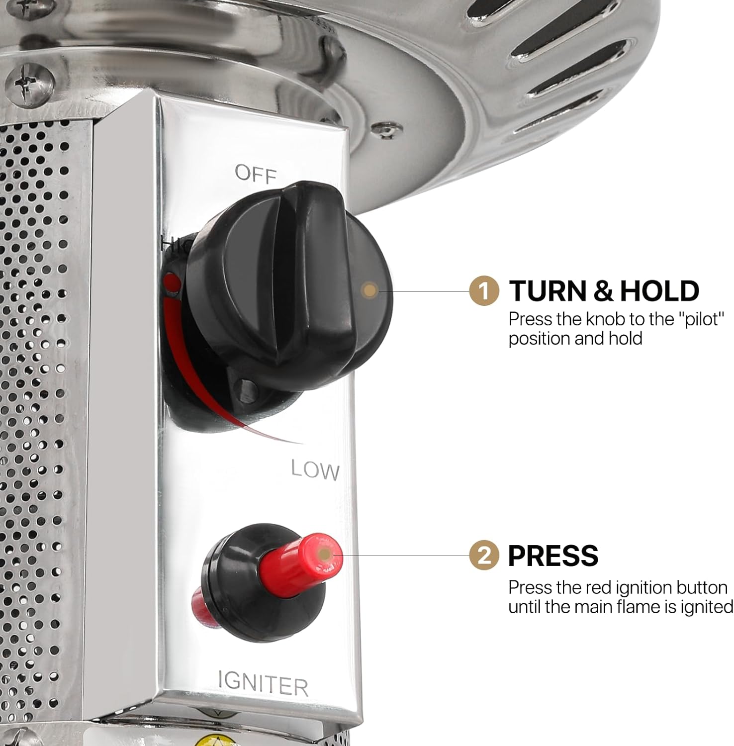 48000 BTU Propane Patio Heater with Stainless Steel Burner Outdoor Patio Heater for Commercial Use, Residential, Garden, Backyard, Porch, Deck, Balcony (Brown)