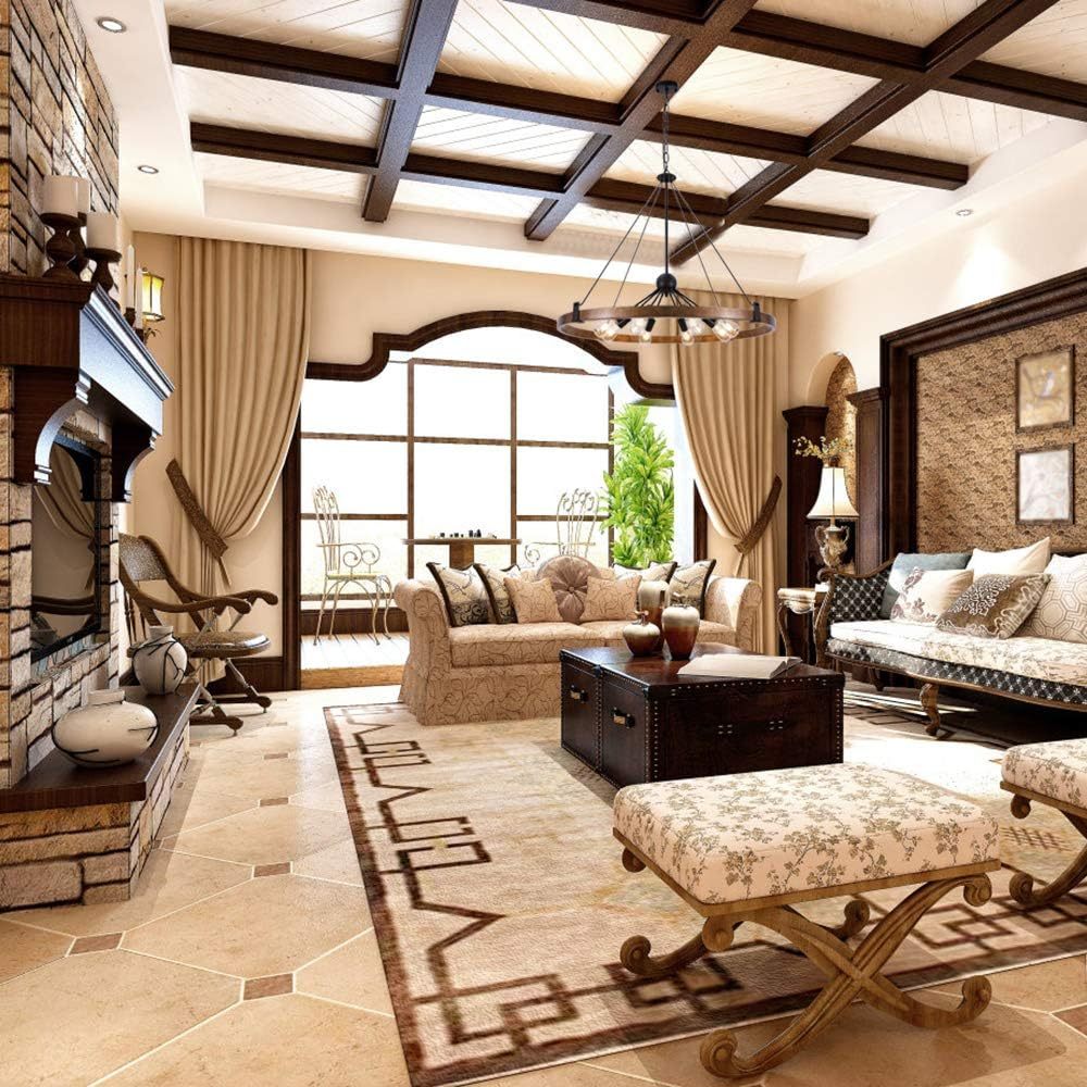 Farmhouse Chandelier Diam 38'', Large Wagon Wheel Chandelier Wild West for Dining Room