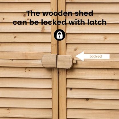 Outdoor Storage Cabinet with 3 Shelves, Wooden Garden Shed with Double Doors& Waterproof Roof, Outside Utility Tall Tool Organizer for Garden Farm Backyard