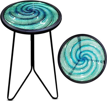 Small Round End Table, Metal Side Table Outdoor