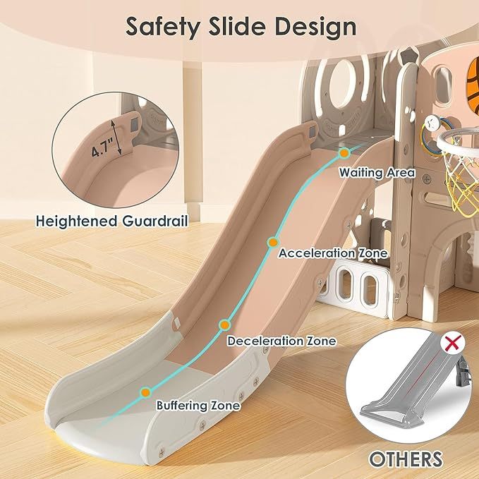 9 in 1 Toddler Slide, Kid Slide for Toddlers Age 1-3 with Ring Toss