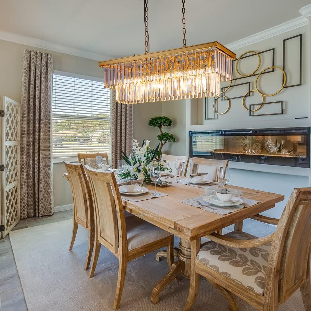 9-Light Crystal Chandelier 34.5 inch, Contemporary Modern Chandeliers Adjustable for Living Room