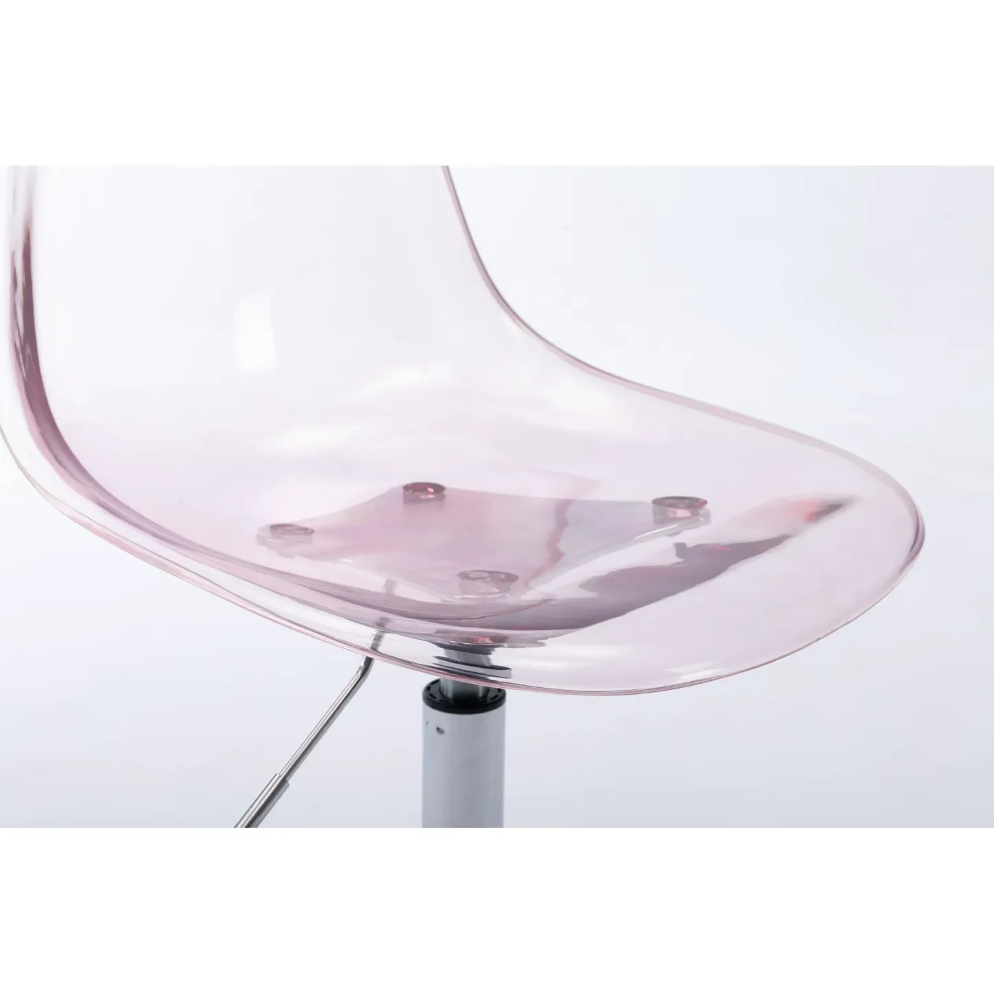 Clear Acrylic Rolling Chair, Modern Small Cute Armless Vanity Rolling Plastic Chair