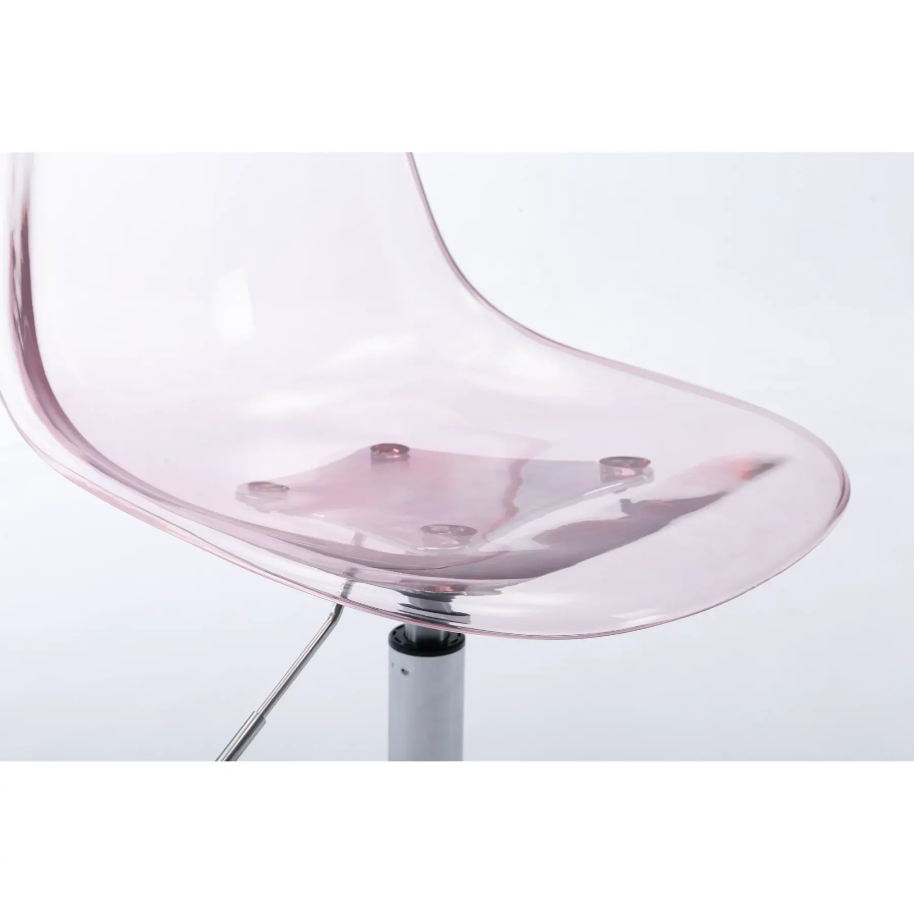 Clear Acrylic Rolling Chair, Modern Small Cute Armless Vanity Rolling Plastic Chair