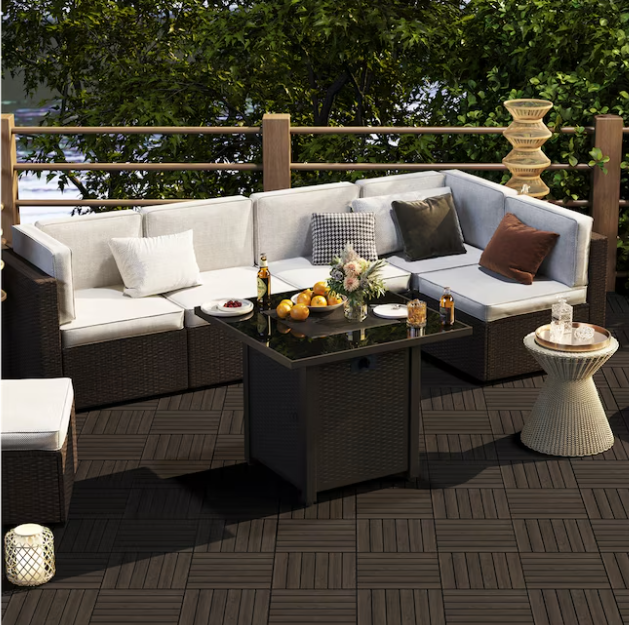 12in Black Pack of 27 Acacia Wood Flooring Tiles