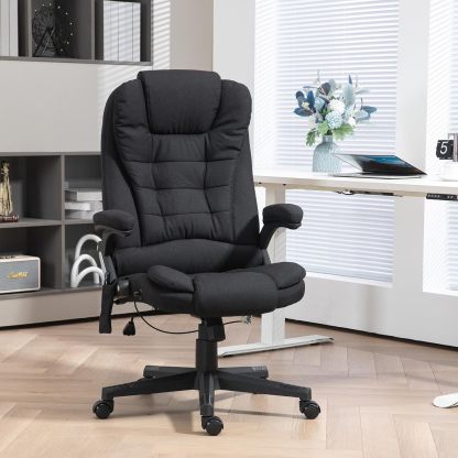 6 Point Vibrating Massage Office Chair with Heat, Linen High Back Executive Office Chair