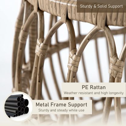 Boho Rattan Round Coffee Table Outdoor with 5mm Tempered Glass Top