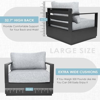 Thick Aluminum Patio Furniture with Thick Cushion Conversation Set with 53" Propane Fire Pit Table