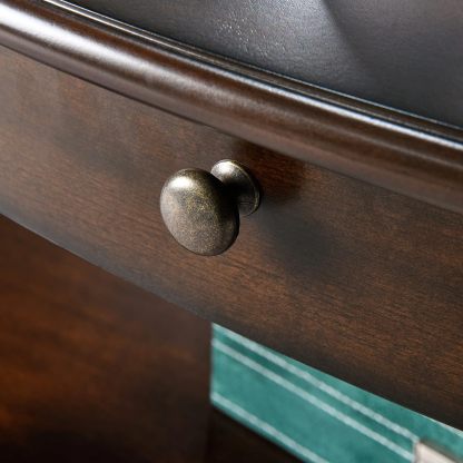 Oval Coffee Table for Living Room, 2-Tier Solid Wood Coffee Table