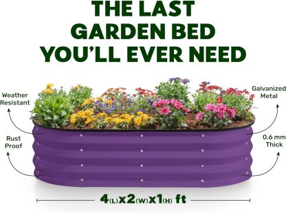 Galvanized Raised Garden Beds Outdoor // 4×2×1 ft Planter Raised Beds for Gardening, Vegetables, Flowers // Large Metal Garden Box