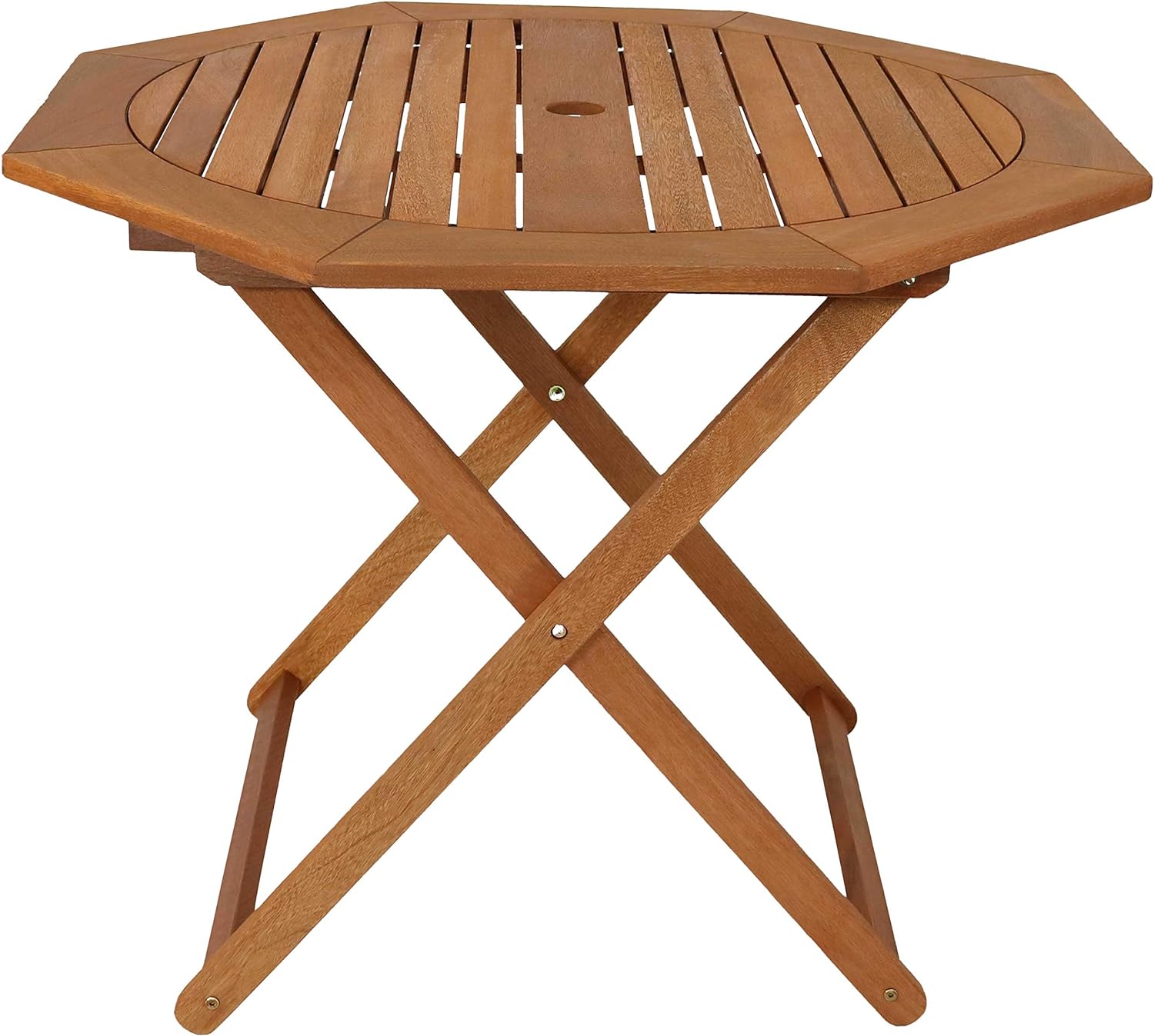 Wood Octagon Outdoor Folding Patio Table - Teak Oil Finish