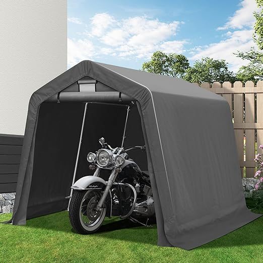 8x8Ft Ourdoor Storage Shed Shelter,Portable Shed Garage with Roll-up Zipper Door &Vent Window, Heavy Duty Storage Tent Carport for Bike,Motorcycle