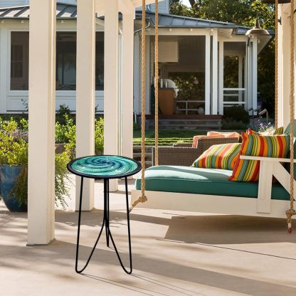 Small Round End Table, Metal Side Table Outdoor