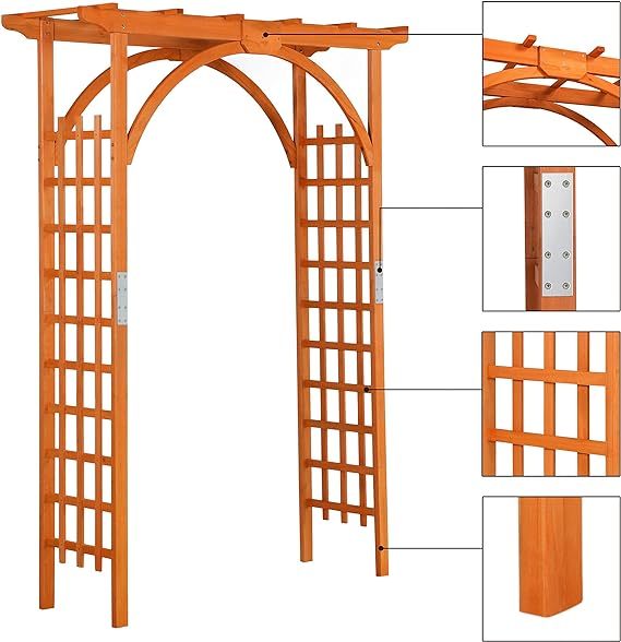 85in Wooden Garden Trellis Horticulture Garden Arch Arbor for Climbing Planting Plant Stand in Garden Yard Outdoor, Brown
