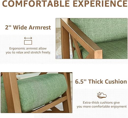 Rocking Bistro Set, 3 Piece Outdoor Patio Conversation Furniture Set with 2 Rockers and 1 Metal Coffee Table with Thick Cushions