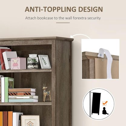 71" Bookcase Storage Hutch Cabinet with Adjustable Shelves and Glass Doors