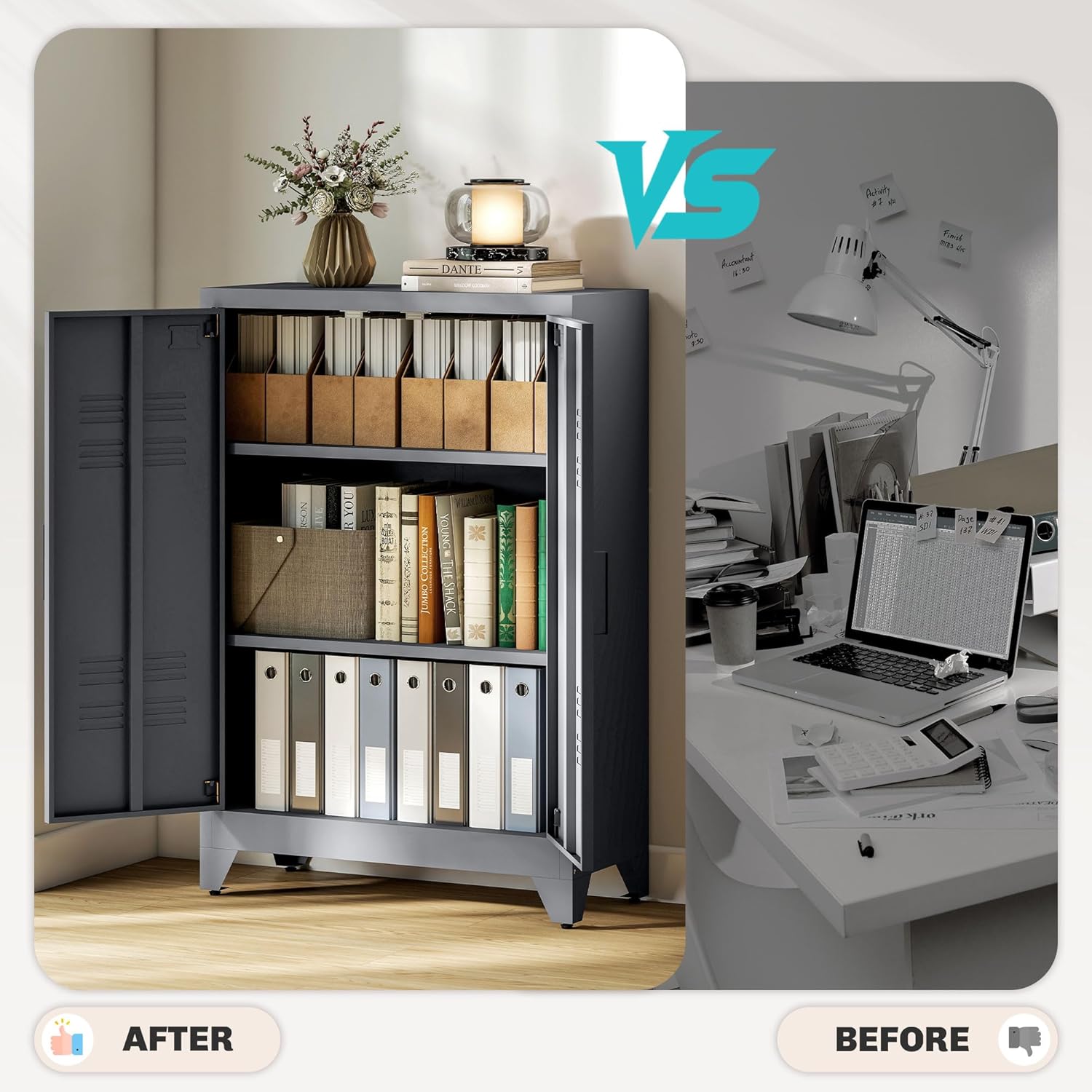 Industrial Storage Cabinet, Steel Garage Cabinet with Double Doors and Adjustable Shelves