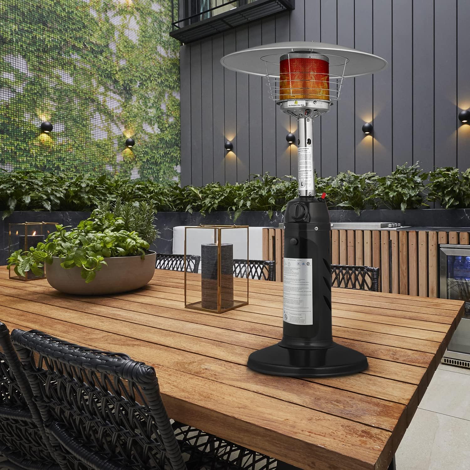 Portable Patio Heater Standing Patio Floor Air Heater 11000 BTU Floor Standing Heater with Ignition System for Outside Garden Porch Party Deck,Black