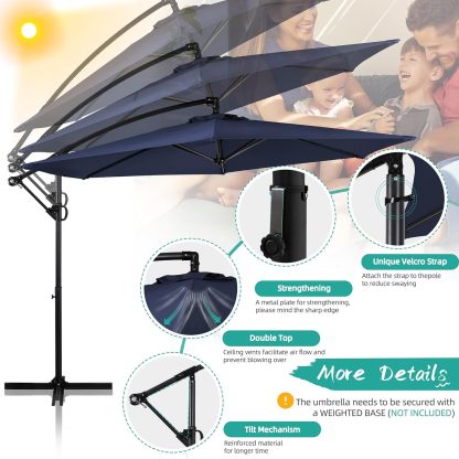 Crank and Cross Base, Outdoor Cantilever Hanging Umbrella