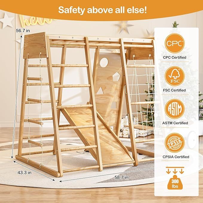 Indoor Jungle Gym for Kids 2-6yrs, Upgraded 8-in-1 Climbing Toy