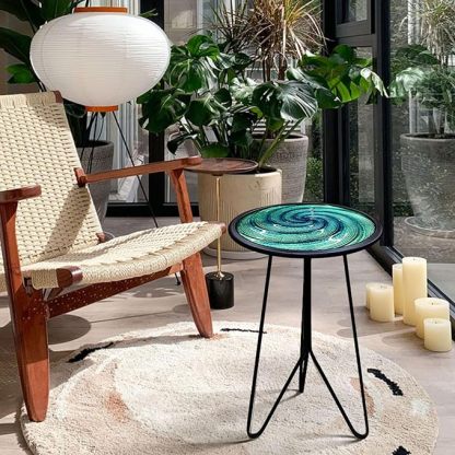 Small Round End Table, Metal Side Table Outdoor