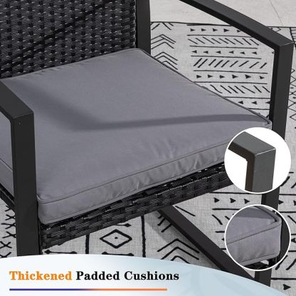 3 Pieces Outdoor Patio Furniture Set, Modern Wicker Bistro Set