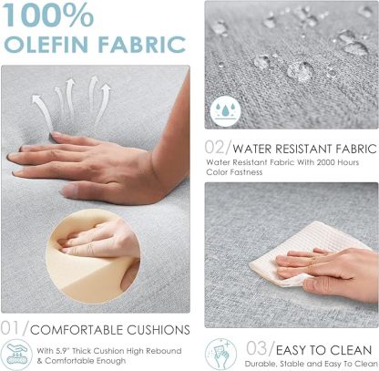 Thick Aluminum Patio Furniture with Thick Cushion Conversation Set with 53" Propane Fire Pit Table