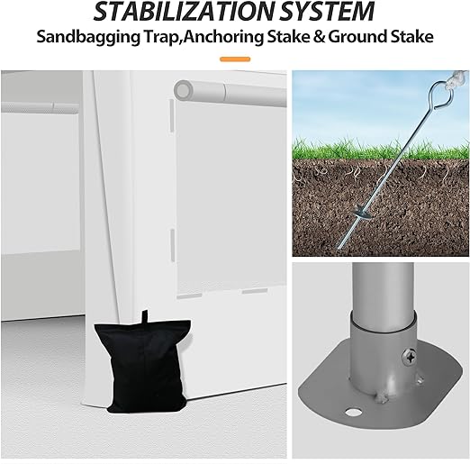 Upgraded 10 x 20Ft Heavy Duty Carport, Portable Garage Shelter with with Roll-up Sidewall and Ventilated Windows, Sand Bags, for Truck, Boat, Car(White)