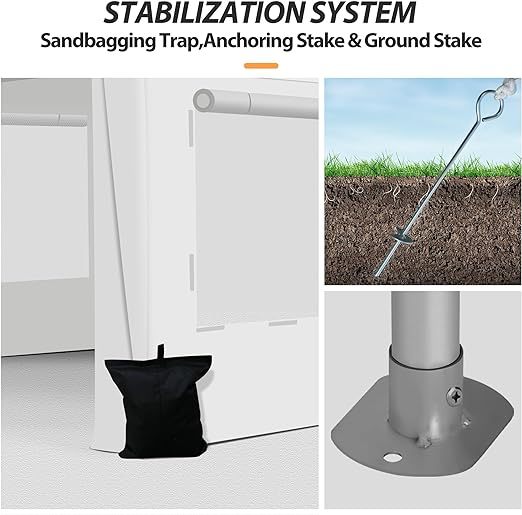 Upgraded 10 x 20Ft Heavy Duty Carport, Portable Garage Shelter with with Roll-up Sidewall and Ventilated Windows, Sand Bags, for Truck, Boat, Car(White)