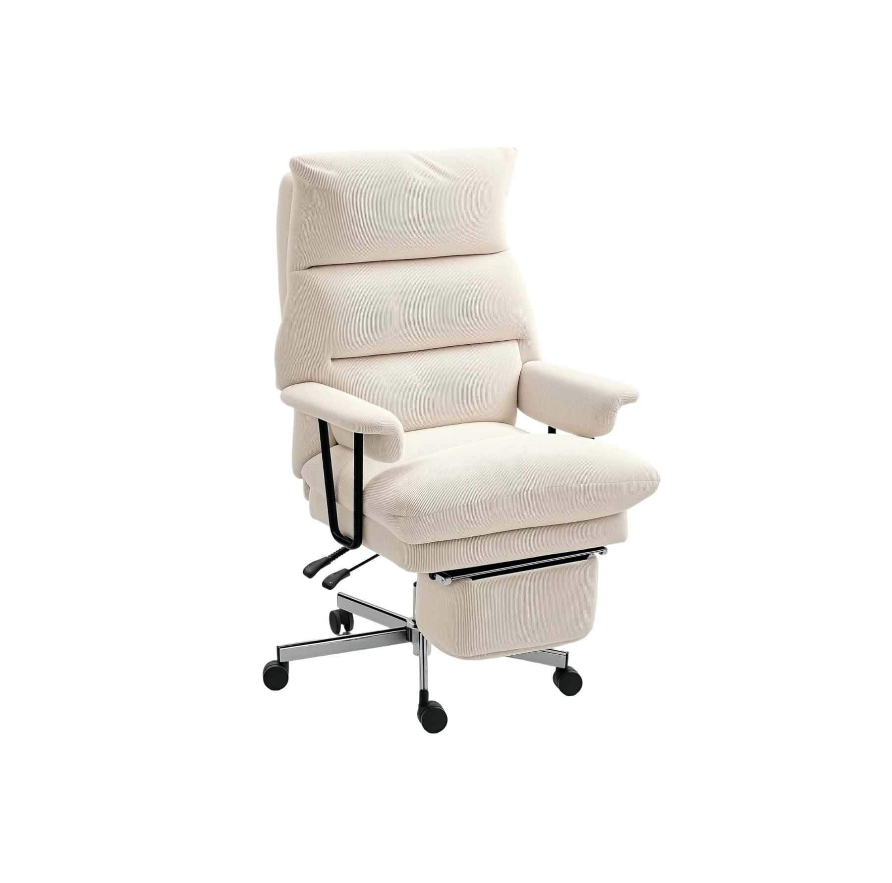High Back Reclining Executive Corduroy Computer Desk Chair with Footrest