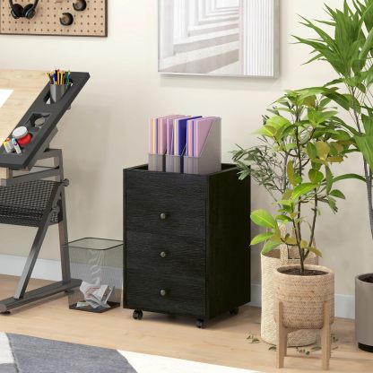 3 Drawer Home Office Storage Cabinet, Office Drawer on Wheels with Removable Tray