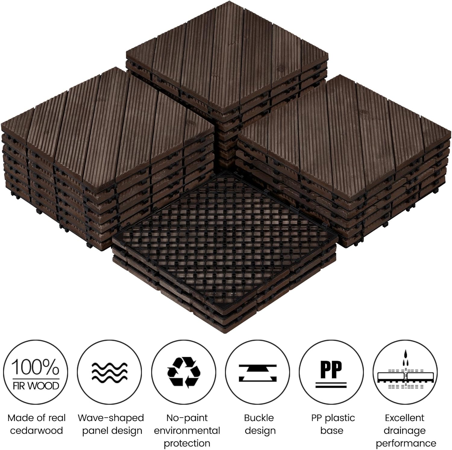  27PCS Wooden Flooring Patio Deck Tiles